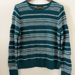 Banana Republic Factory Cotton Sweater In Green & White Stripes Size L
